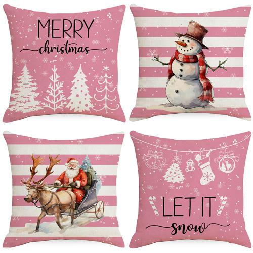 Linen Pillow Case christmas design printed PC