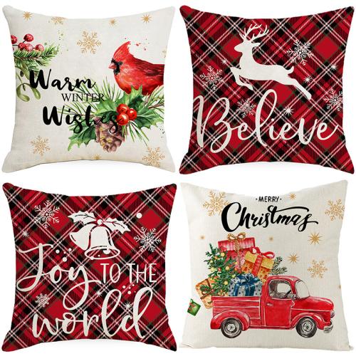 Linen Pillow Case christmas design printed PC