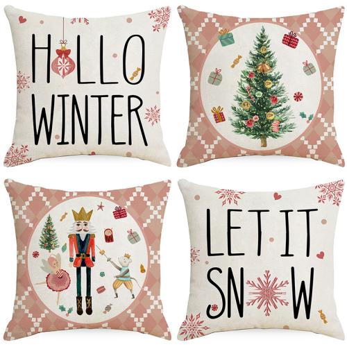 Linen Pillow Case christmas design printed PC