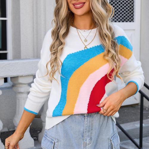 Polyester Women Sweater rainbow pattern PC