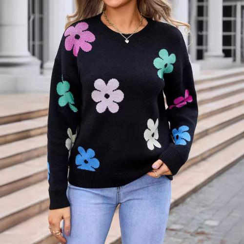 Core-spun Yarn & Acrylic Women Sweater & loose floral PC