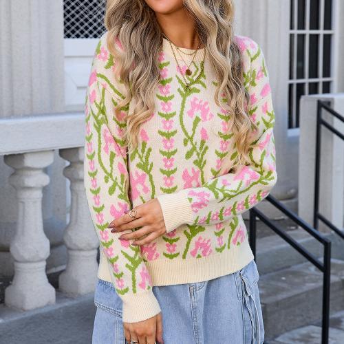 Acrylic Women Sweater jacquard floral PC