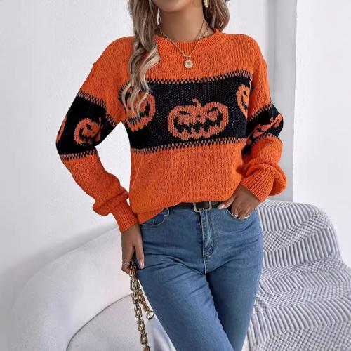 Acrylic Women Sweater Halloween Design Pumpkin Pattern PC