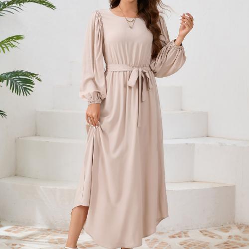 Tencel long style & A-line One-piece Dress & with belt Solid PC