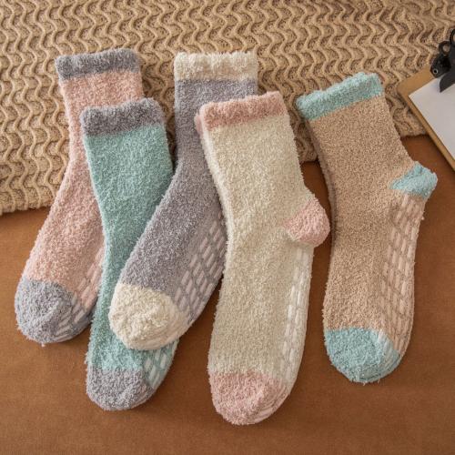 Cellulose Acetate Fibre & Coral Fleece Women Floor Socks sweat absorption & thermal : Lot