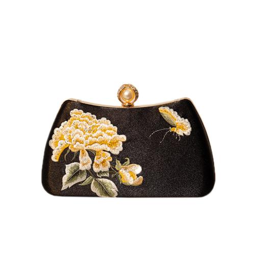 Polyester Easy Matching Clutch Bag embroidered & with rhinestone floral PC