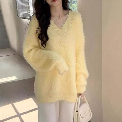 Spandex & Polyester Women Sweater loose & thermal Solid : PC