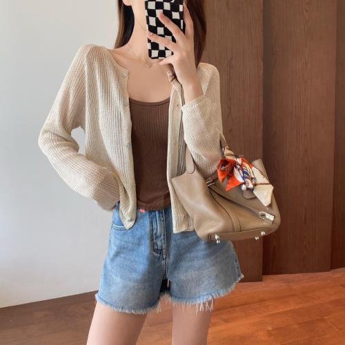 Spandex & Polyester Women Cardigan see through look & sun protection Solid : PC