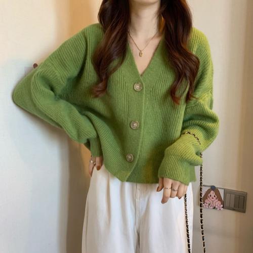 Cashmere & Acrylic Sweater Coat loose Solid : PC