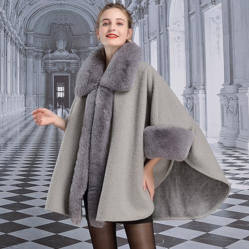 Artificial Fur Soft Cloak Poncho contrast color & thermal Solid : PC