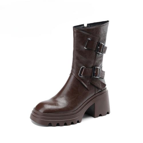 Microfiber PU Synthetic Leather chunky Women Martin Boots hardwearing Pair