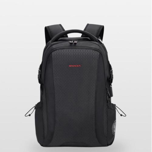 PU Leather & Polyester Backpack large capacity & waterproof & breathable Solid black PC