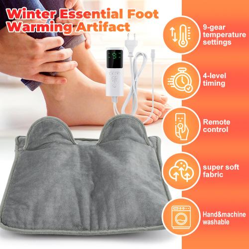 Crystal Velvet Temperature Control Electric Foot Warmer different power plug style for choose Solid gray PC