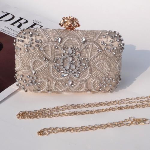 Silk & Polyester Easy Matching Clutch Bag with rhinestone Apricot PC