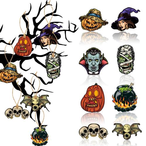 Cuerda de cáñamo & Papel Adornos de Halloween, impreso, patrón diferente para la elección, más colores para elegir,  Conjunto