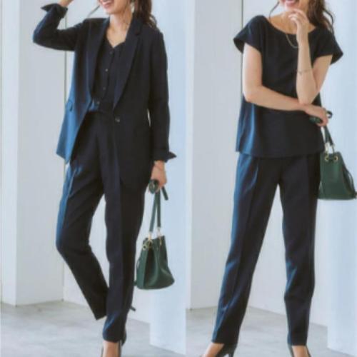 Polyester & Cotton Women Business Pant Suit & three piece Long Trousers & vest & coat Solid Set