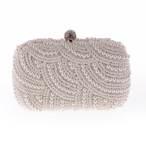 Polyester Easy Matching Clutch Bag with chain & with rhinestone Plastic Pearl PC