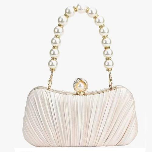 Polyester Easy Matching Clutch Bag with rhinestone Plastic Pearl PC