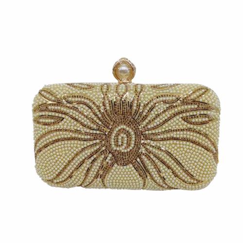 Polyester Easy Matching Clutch Bag with rhinestone Plastic Pearl PC