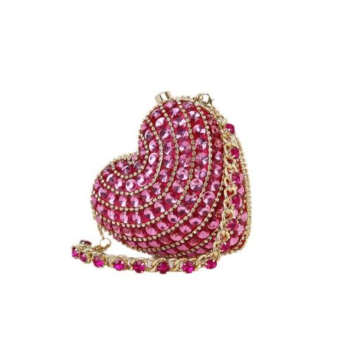 PU Leather & Rhinestone Easy Matching Clutch Bag heart pattern PC