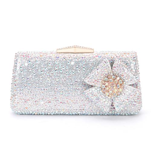 PU Leather & Rhinestone hard-surface & Easy Matching Clutch Bag with chain floral PC