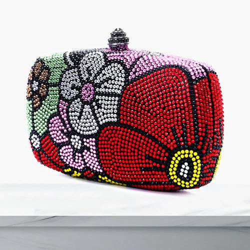 PU Leather Easy Matching Clutch Bag with rhinestone multi-colored PC