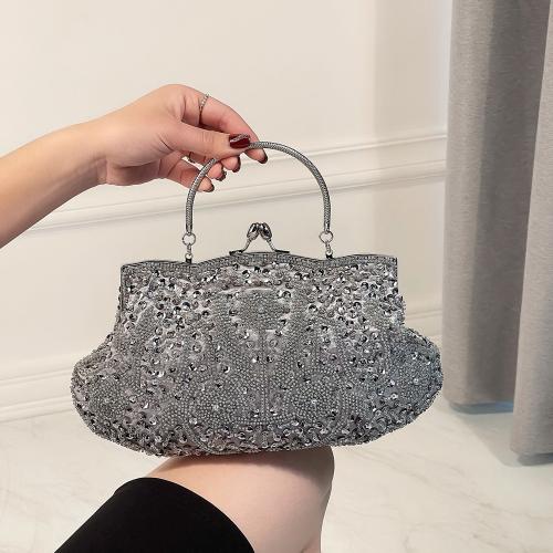 Sequin & Polyester Easy Matching Clutch Bag with chain & attached with hanging strap PC