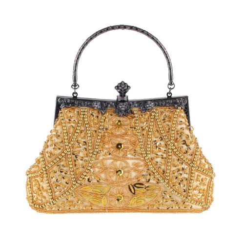 Sequin & Polyester Evening Party Handbag with chain & attached with hanging strap Solid PC