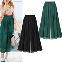 Chiffon & Polyester Plus Size Women Casual Pants & loose plain dyed Solid PC