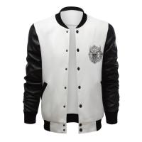 PU Leather & Polyester Men Coat & regular skull pattern white and black PC
