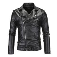 PU Leather Men Jacket Solid black PC