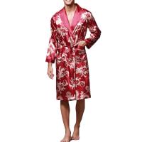 Real Silk & Polyester Men Robe & loose & breathable printed Sold By PC