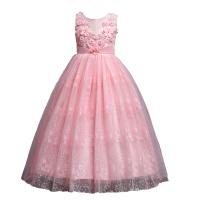 Gauze & Polyester Princess & Ball Gown Girl One-piece Dress with bowknot patchwork Solid PC