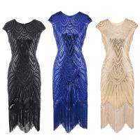 Polyester Tassels Short Evening Dress Sequin patchwork Solid PC