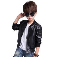Synthetic Leather Boy Coat  & breathable patchwork Solid PC