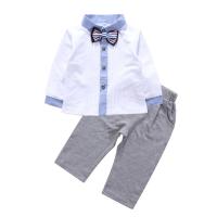 Cotton Baby Clothes Set with bowknot & for boy & two piece Pants & top patchwork Solid Set