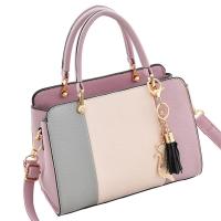 PU Leather Tassels Handbag soft surface & attached with hanging strap Polyester patchwork PC