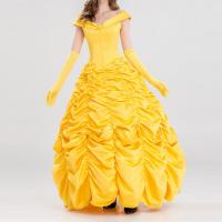 Nylon & Poliéster Traje de cosplay de las mujeres de halloween, guante & falda, labor de retazos, Sólido, amarillo,  trozo