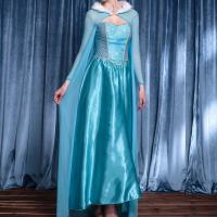 Polyester Costume sexy de princesse Coton Patchwork Solide Bleu : pièce