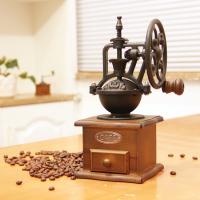 De madera & Cerámica & Hierro Mano-que hace girar la amoladora del grano de café,  trozo