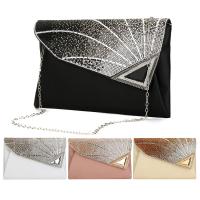 PU Leather Easy Matching Clutch Bag with chain & attached with hanging strap & with rhinestone Solid PC