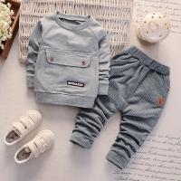 Cotton Boy Clothing Set & two piece Sweatshirt & Pants patchwork Solid Set