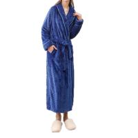 Mink Cashmere & Polyester Couple Robe thicken & loose plain dyed plaid PC