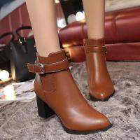 PU Leather heighten & chunky Women Martens Boots hardwearing & anti-skidding & thermal Solid Pair