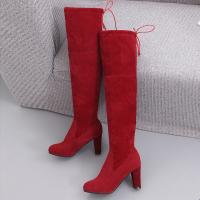 Rubber & Suede Over the Knee Boots Solid Sold By Pair