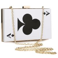Acrylic Easy Matching Clutch Bag attached with hanging strap Poker Shape white PC