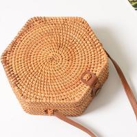 Rattan Handmade Woven Shoulder Bag PU Leather PC