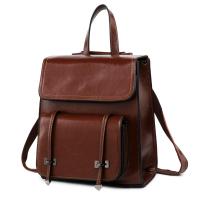 Polyester Cotton & Leather Easy Matching Backpack large capacity & soft surface & hardwearing & waterproof Solid PC