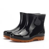 Plastic Cement Rain Boots hardwearing & anti-skidding patchwork Solid black PC