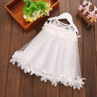 Cotton Princess Girl One-piece Dress with bowknot Gauze ruffles Solid PC